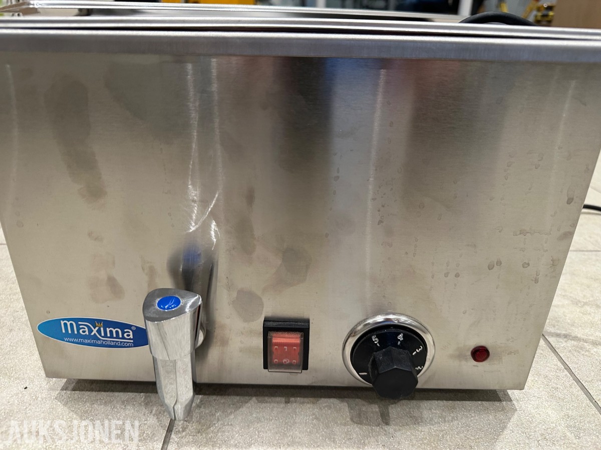 2 stk. Maxima elektriske bain-marie / vannbad i rustfritt stål