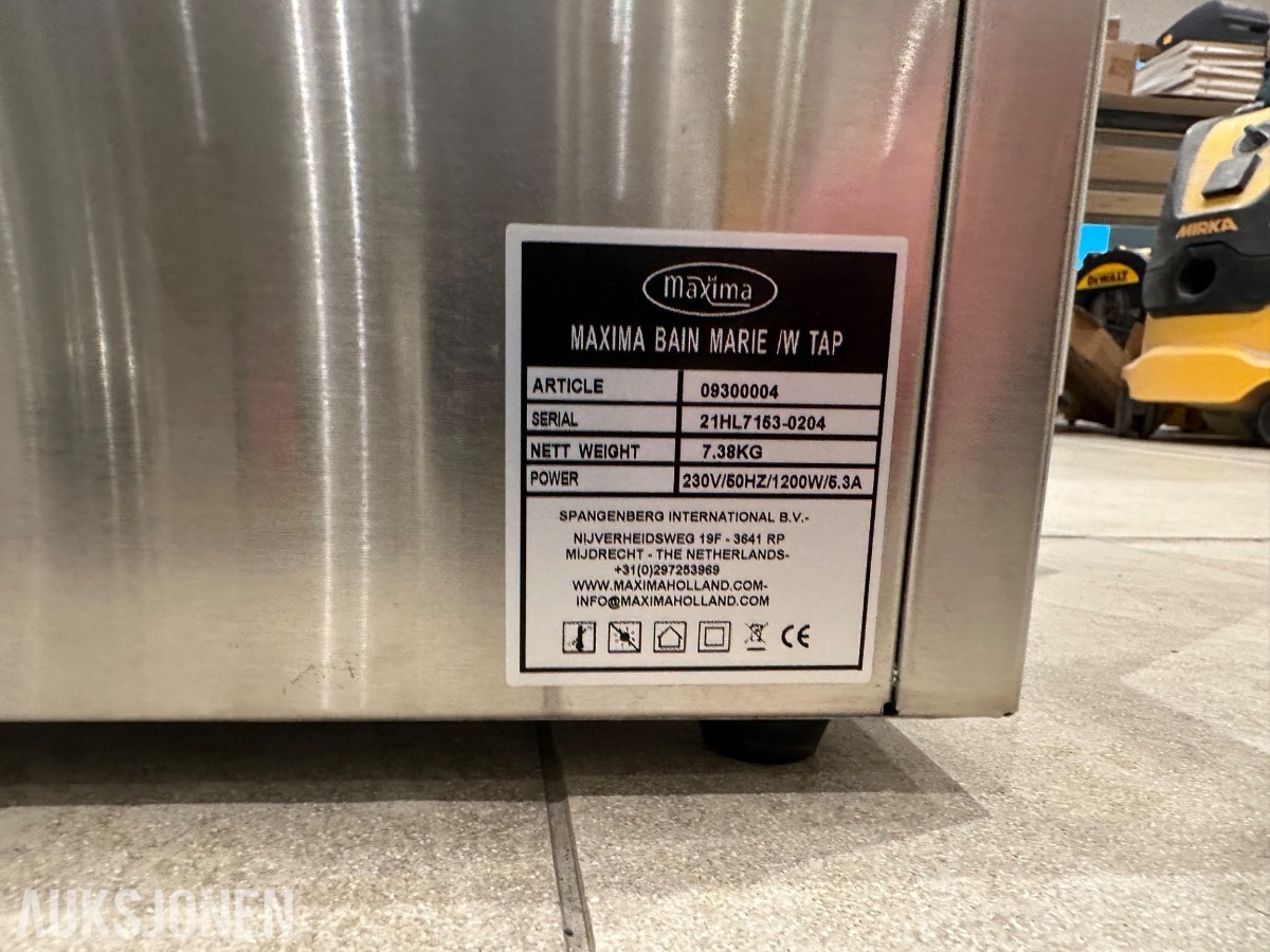 2 stk. Maxima elektriske bain-marie / vannbad i rustfritt stål
