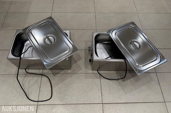 2 stk. Maxima elektriske bain-marie / vannbad i rustfritt stål