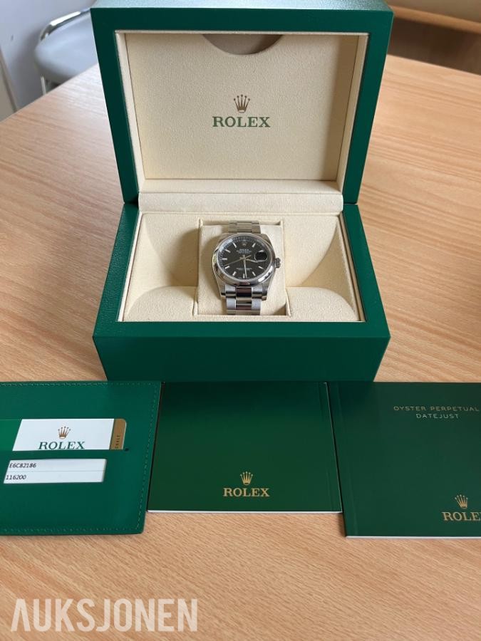 2017 Rolex Datejust 36 ref. 116200 – svart skive – Oyster-lenke