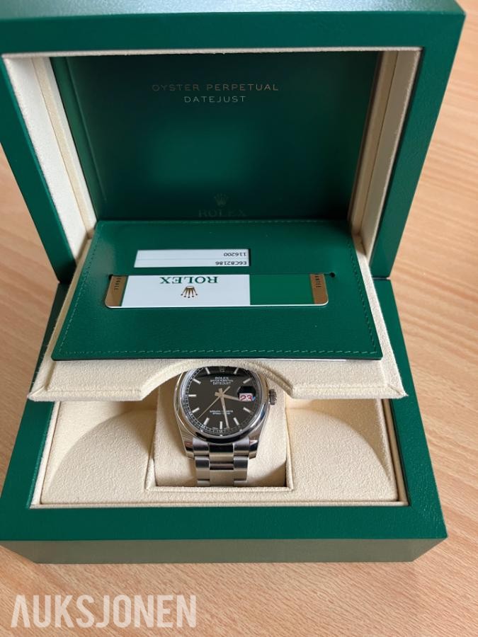 2017 Rolex Datejust 36 ref. 116200 – svart skive – Oyster-lenke