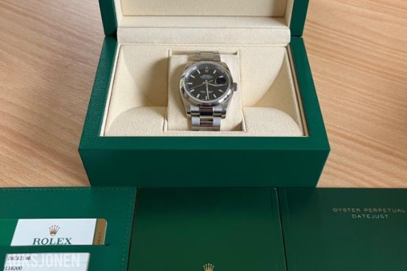 2017 Rolex Datejust 36 ref. 116200 – svart skive – Oyster-lenke