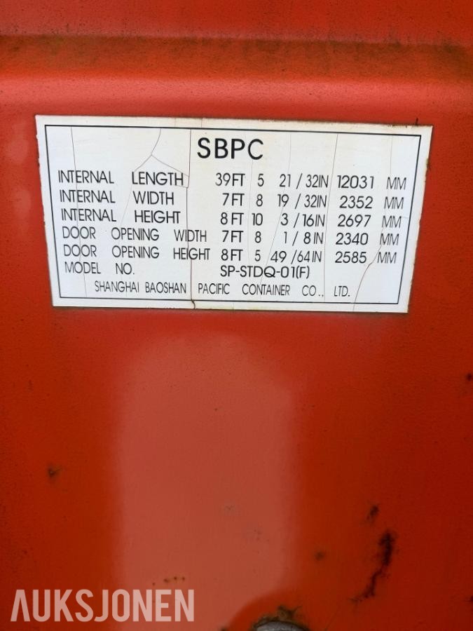 40 fot High Cube container – 2004-modell – 76,3 m³ – Lagercontainer 