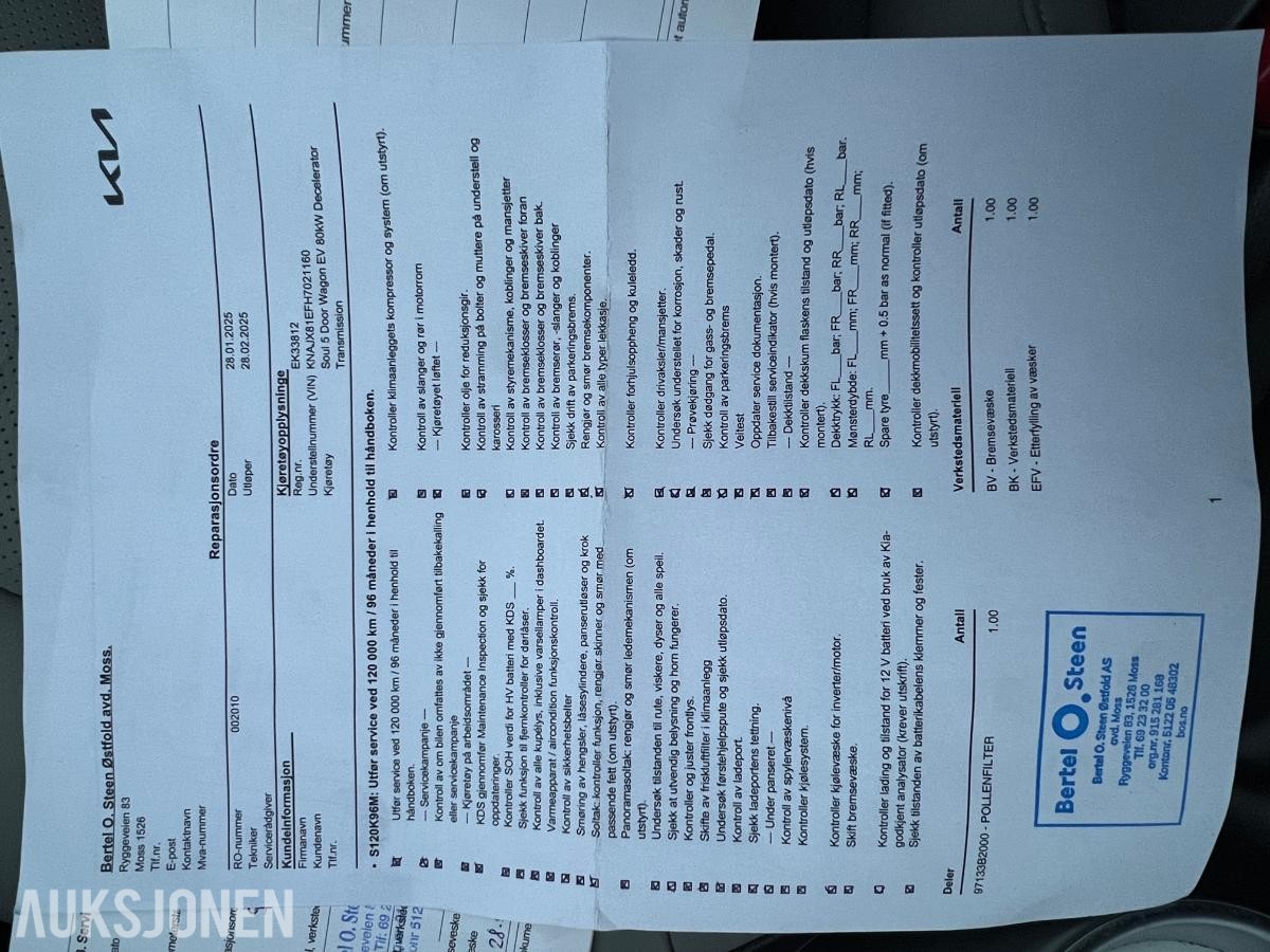 2017 KIA SOUL EV CRUISEKONTROLL NAVIGASJON S+V DEKK
