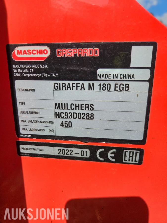 2022 Maschio Gaspardo Giraffa M 180 EGB beitepusser