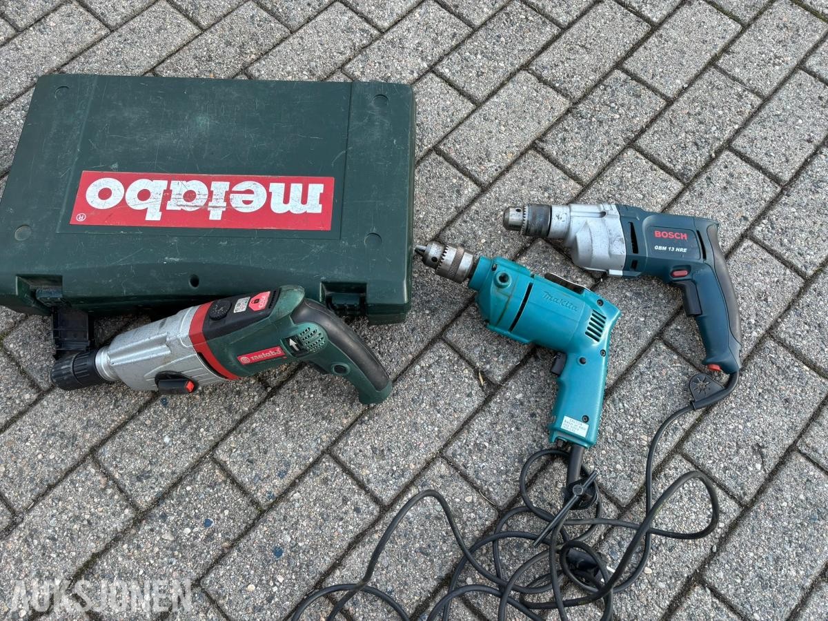 3 stk. elektriske bormaskiner/borehammere Bosch, Makita og Metabo