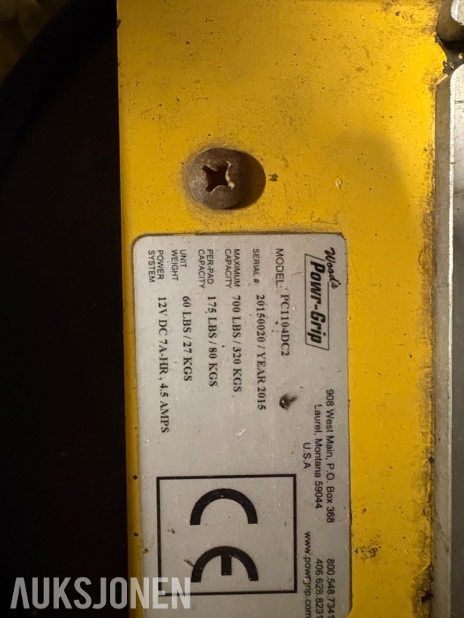 Wood's Powr-Grip PT41002 vakuumløfter 320 kg
