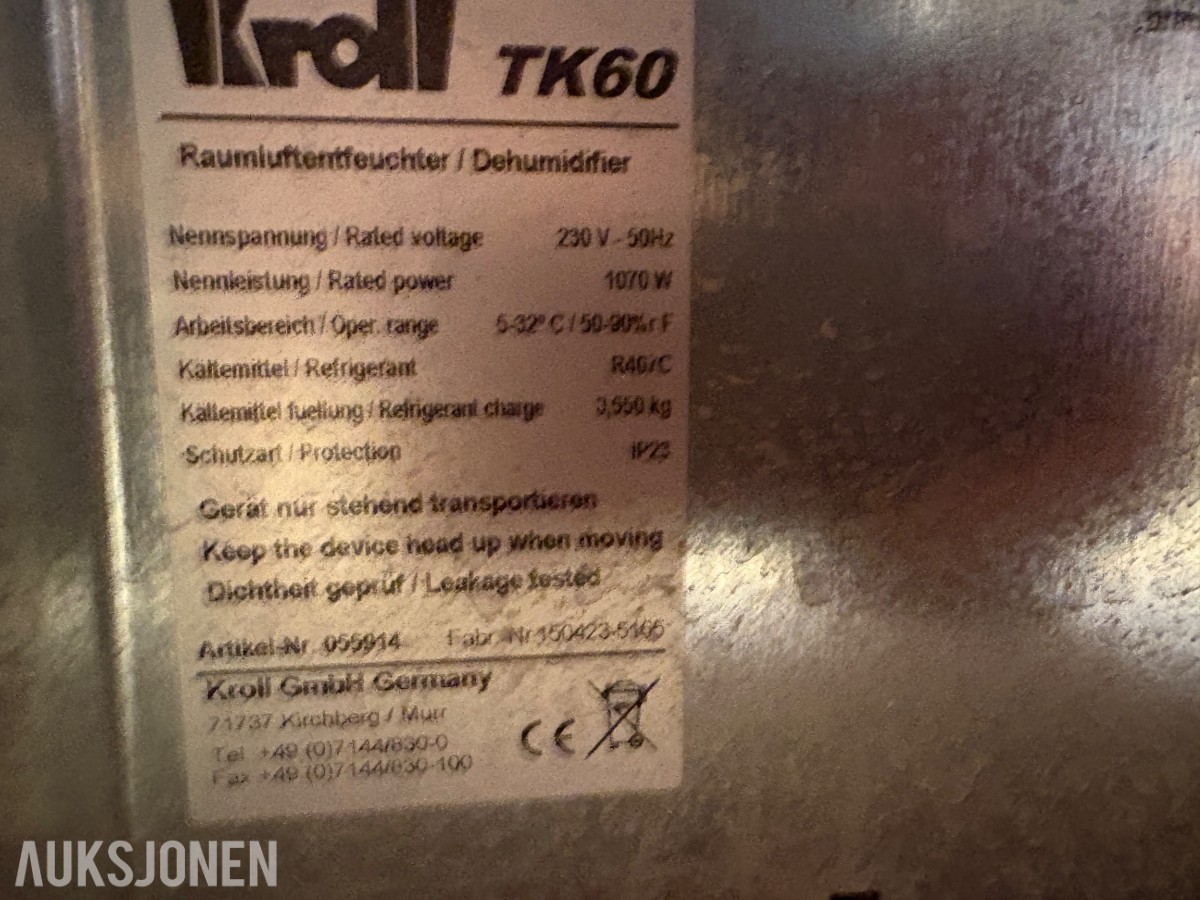 Kroll TK60 romavfukter / byggtørker