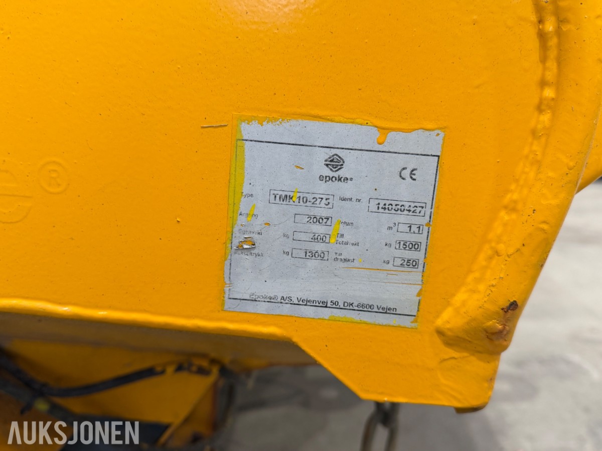 2007 Epoke TMK 10-275 strøkasse, 1,1 m³