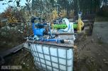1000 liters IBC-tank med pumpeanlegg, trykktank og slanger 