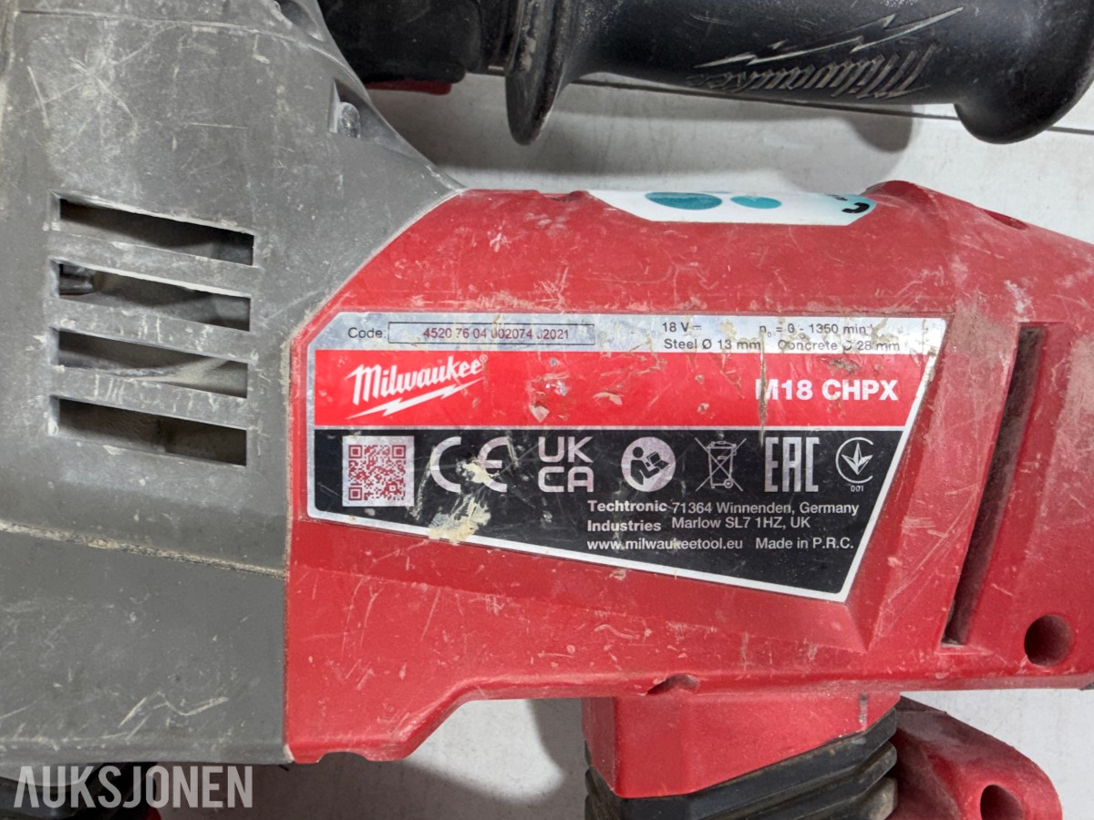 Parti Milwaukee M18/M12 elektroverktøy, støvsugere, batterier og ladere