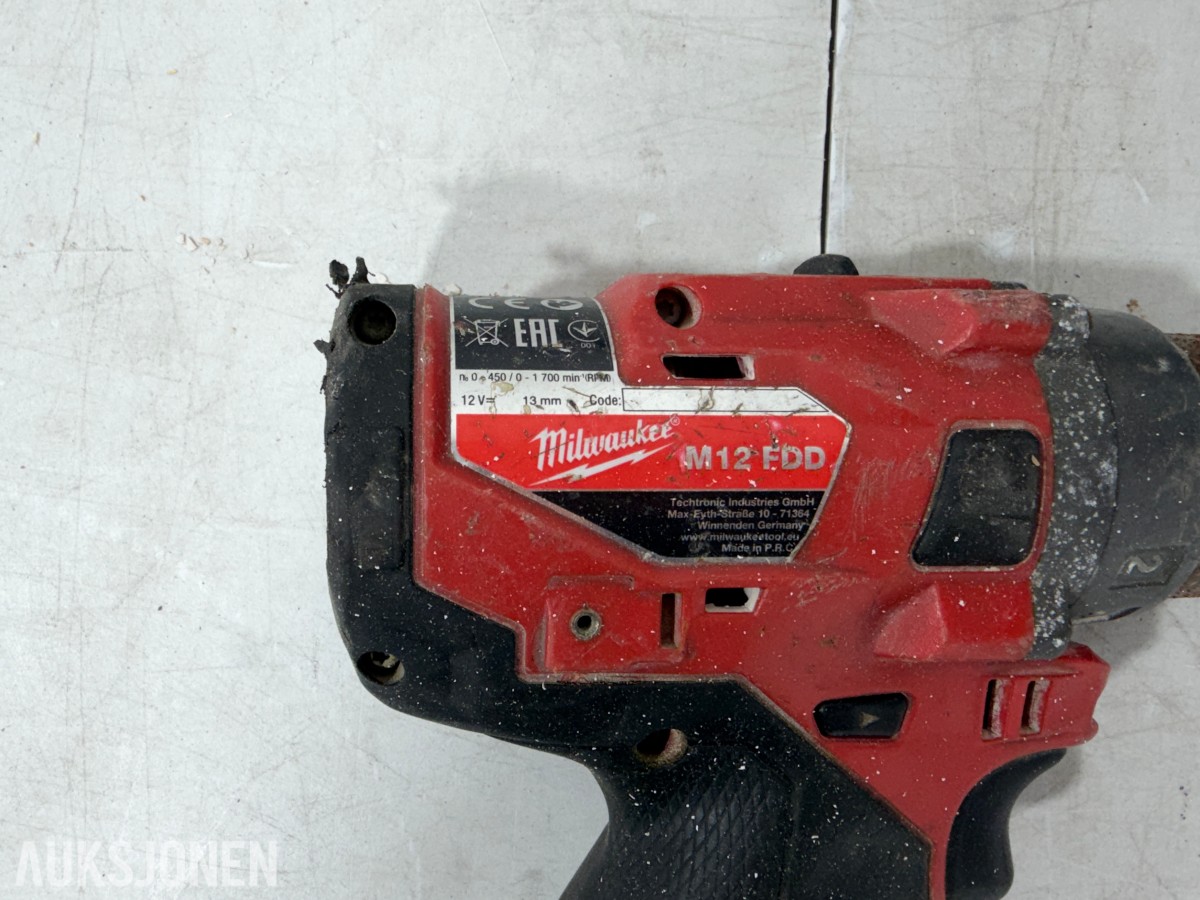 Parti Milwaukee M18/M12 elektroverktøy, støvsugere, batterier og ladere
