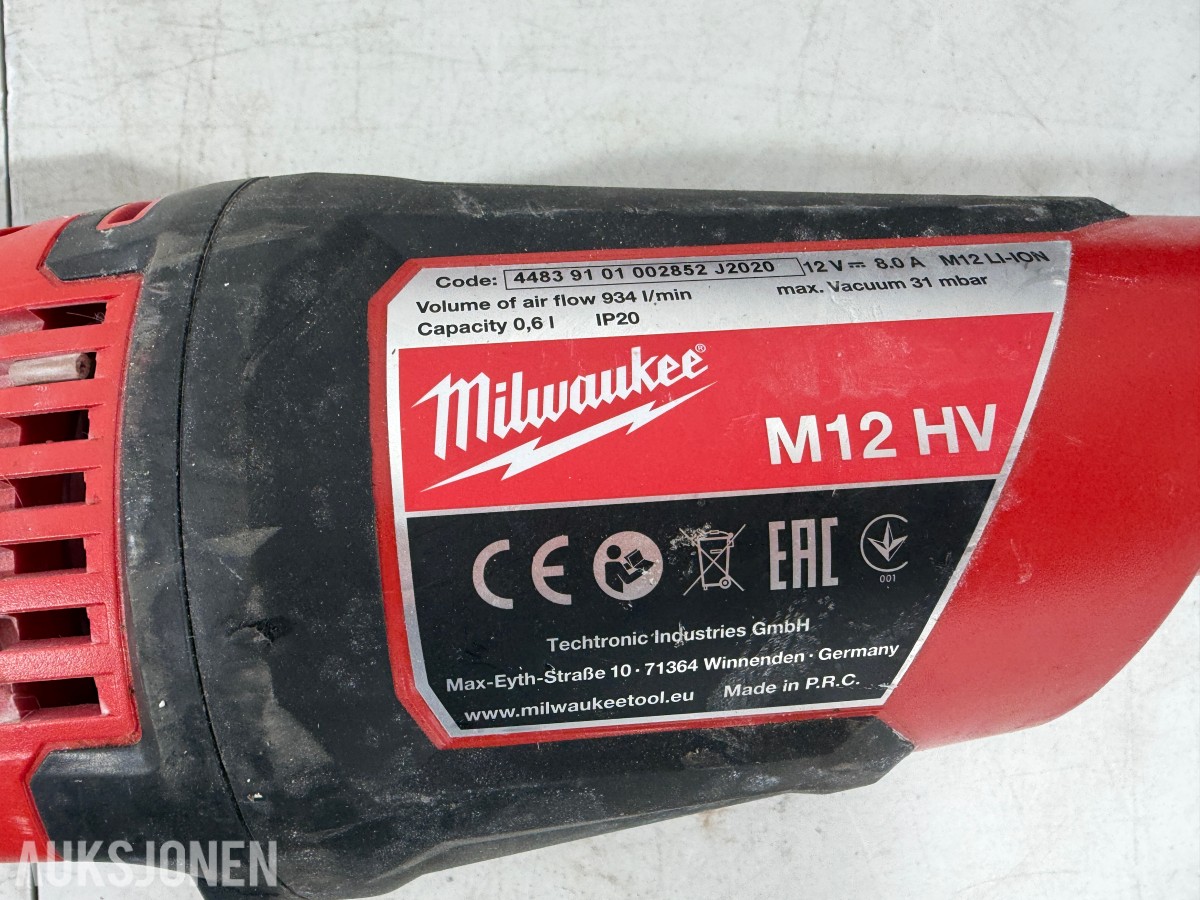 Parti Milwaukee M18/M12 elektroverktøy, støvsugere, batterier og ladere