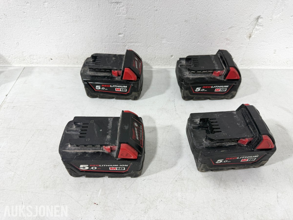 Parti Milwaukee M18/M12 elektroverktøy med batterier og ladere
