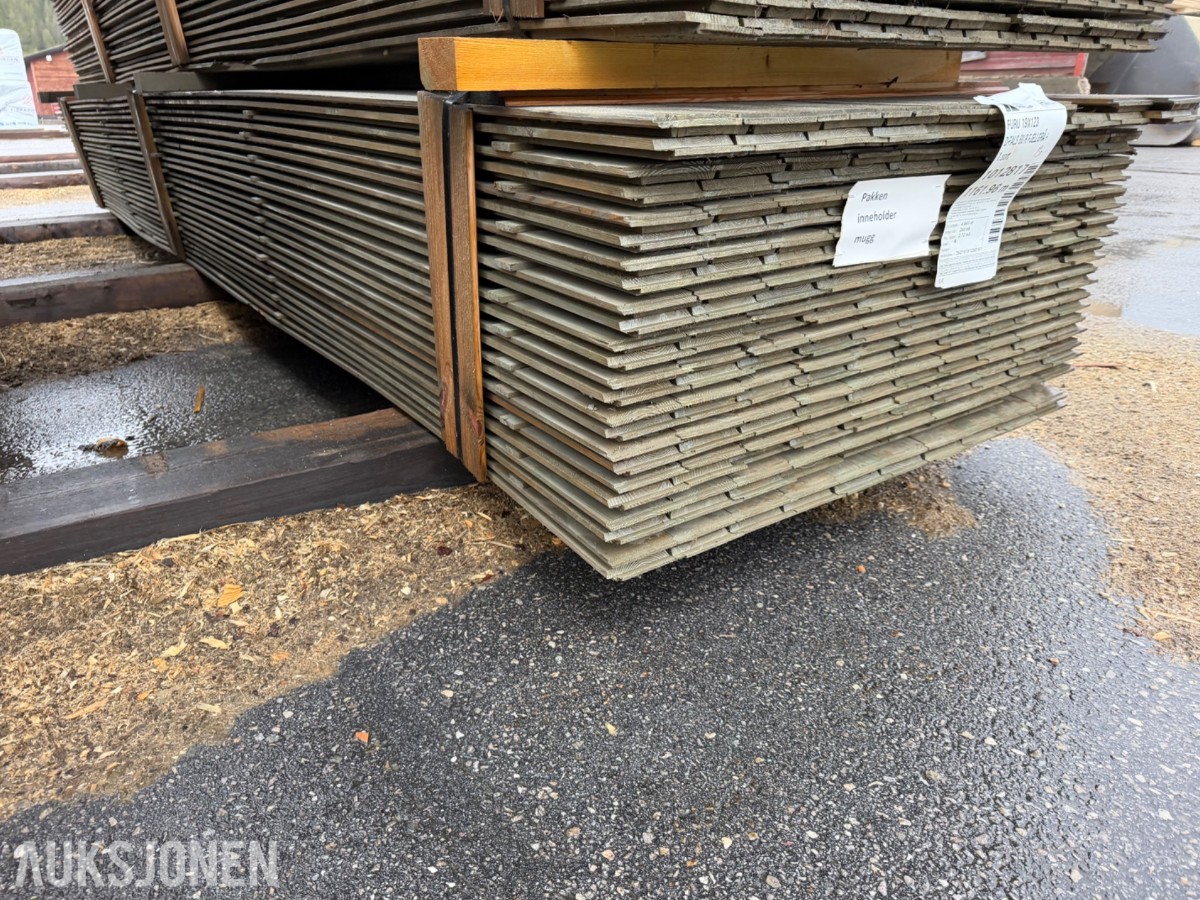 19x123 mm. Dobbeltfals Kledning 60 grader. pakken kan inneholde mugg.