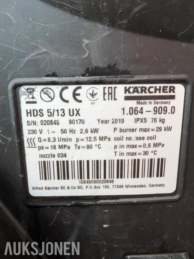 2019 Kärcher HDS 5/13 UX Varmtvannsvasker