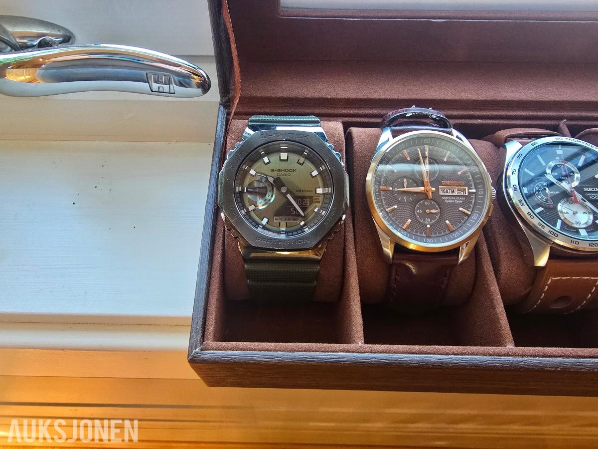 6 klokker i boks Seiko, Casio, Citizen