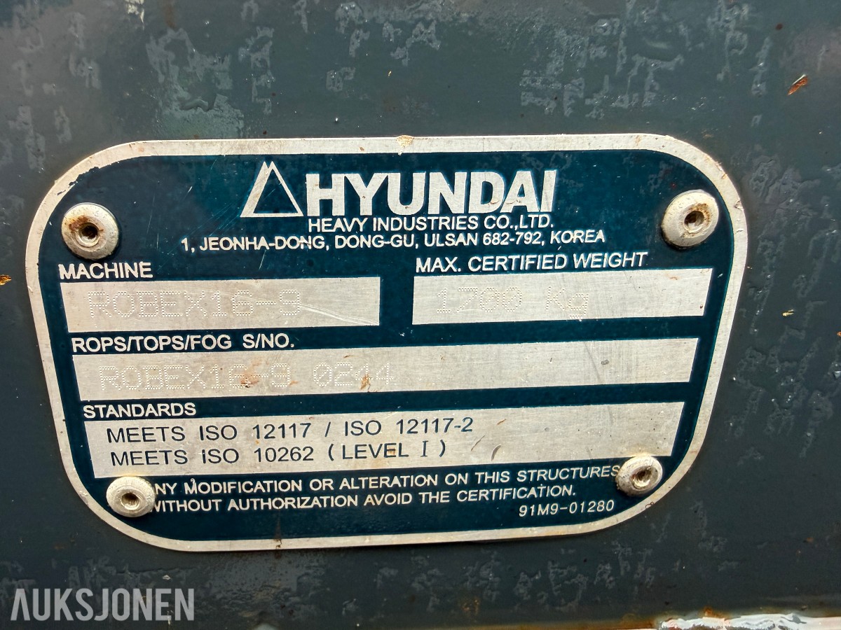 2012 Hyundai Robex 16-9 Minigraver