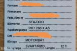 2011 SeaDoo RTX 260 X RS Med Respo henger *Ingen minstepris*