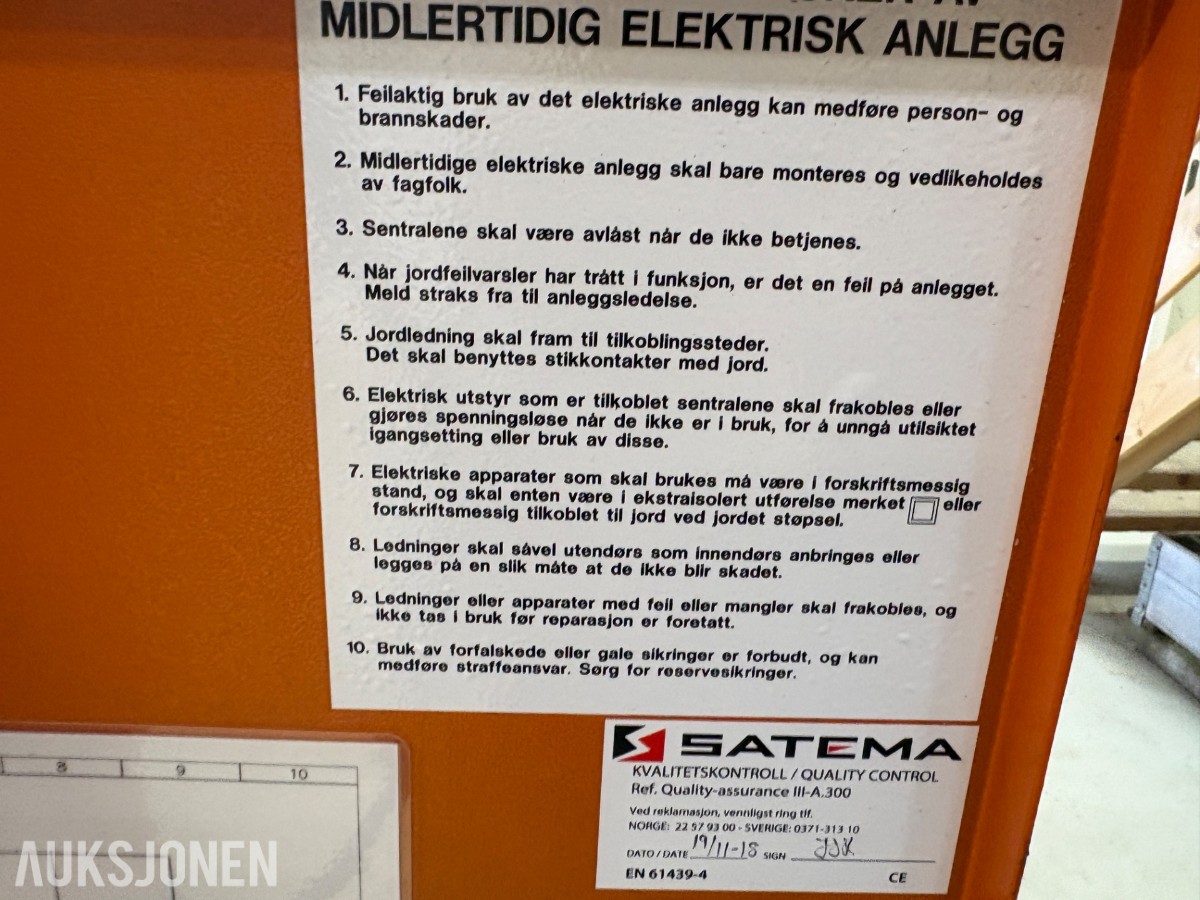 Satema HS 63A 00203-R 400V hovedsentral med stativ