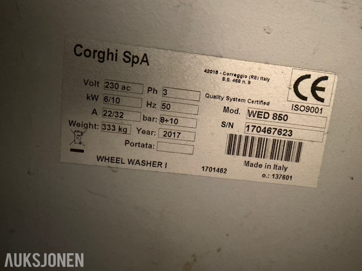 2017 CORGHI WED 850 HJULVASKEMASKIN