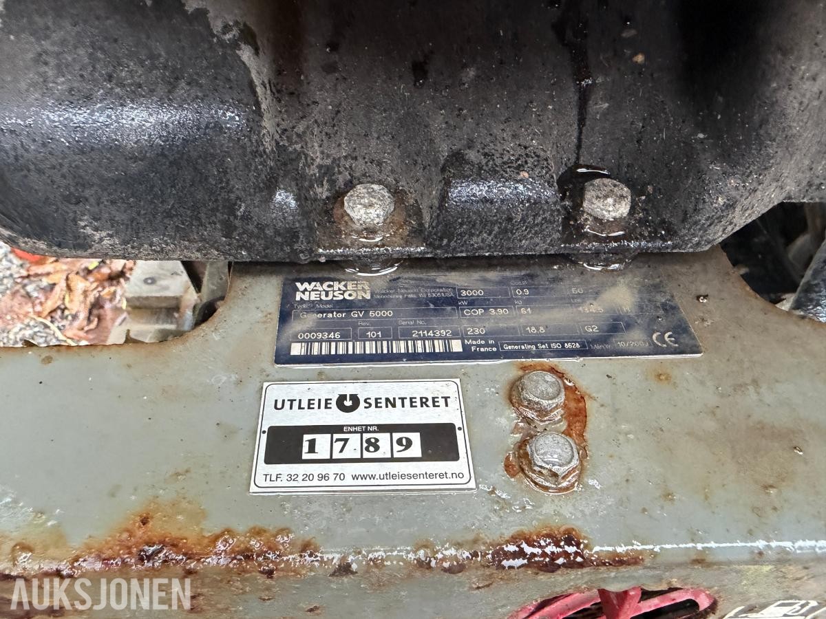 2009 Wacker Neuson Generator GV 5000 bensinaggregat