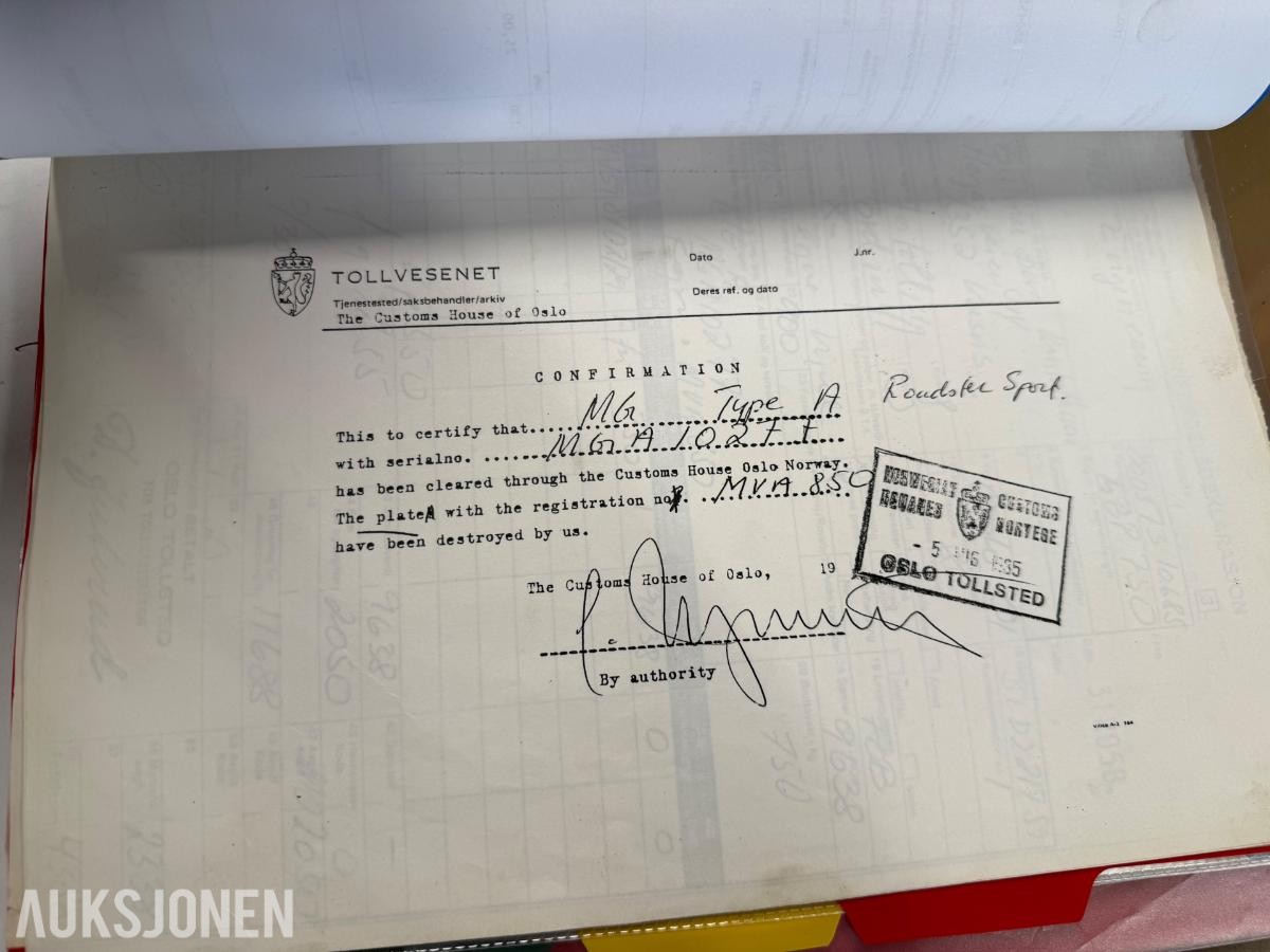 1955 MG MGA Roadster – Restaureringsprosjekt – Fortollet – Mye deler