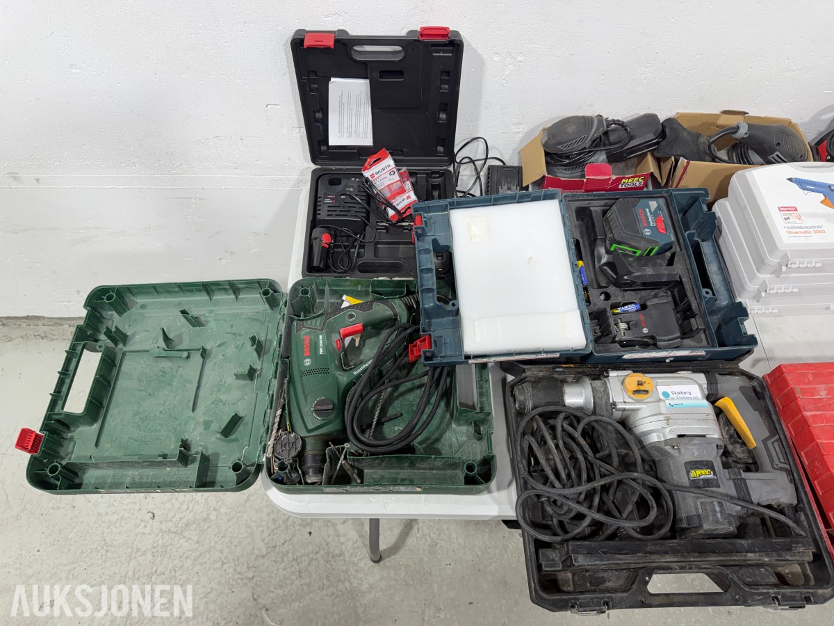 Parti elektroverktøy fra Hilti, Bosch, Hitachi og Steinel