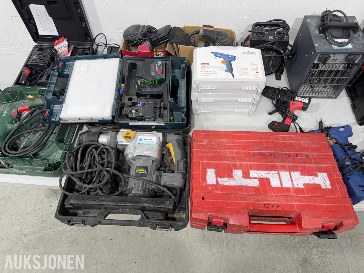 Parti elektroverktøy fra Hilti, Bosch, Hitachi og Steinel