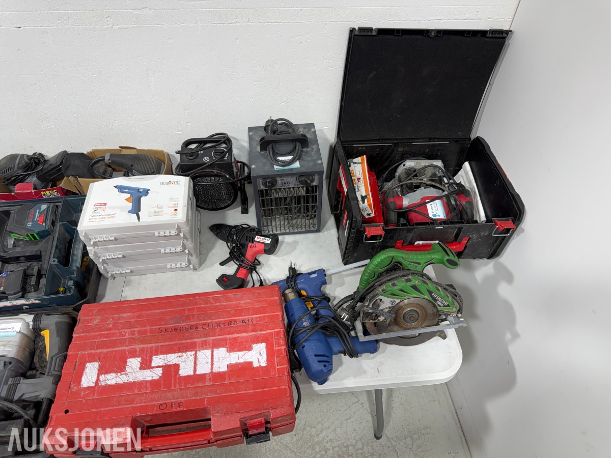 Parti elektroverktøy fra Hilti, Bosch, Hitachi og Steinel