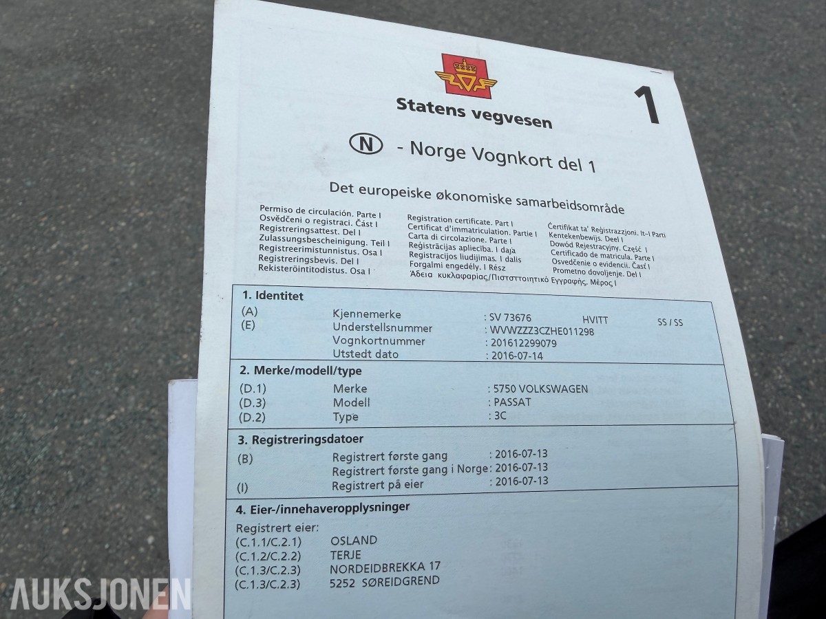 2016 VW PASSAT GTE REP OBJEKT DSG HENGERFESTE