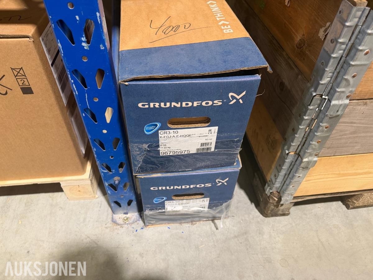 2 stk. Grundfos CR3-10 pumper, 0,75 kW, ubrukt