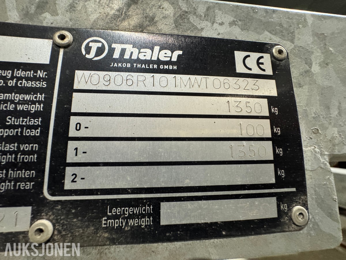 2021 Thaler TTA509 kabeltrommelhenger - Maks nyttelast 1010 kg
