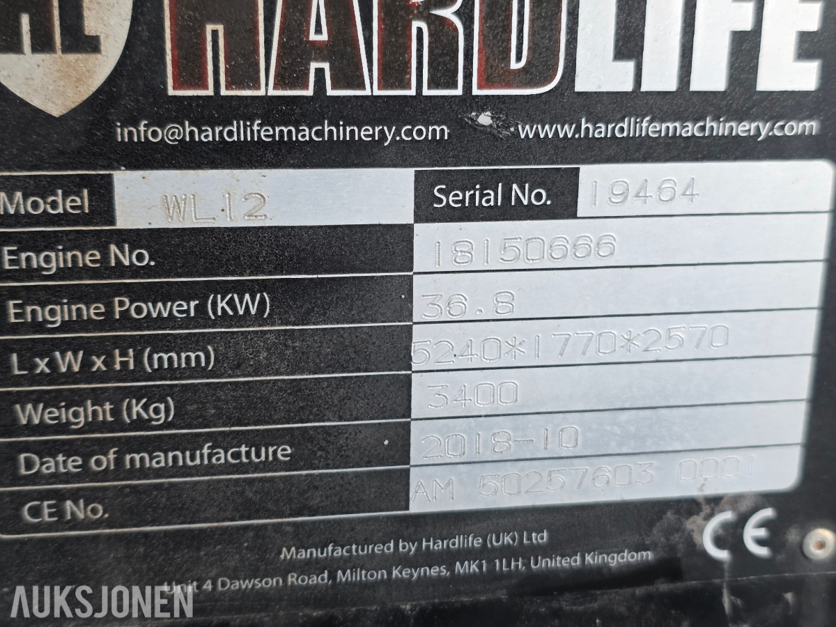 2018 Hardlife WL 12 hjullaster-skuffe 443 timer