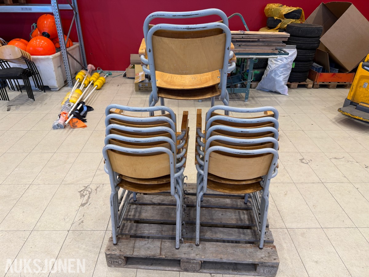 12 stk retro stoler med armlen