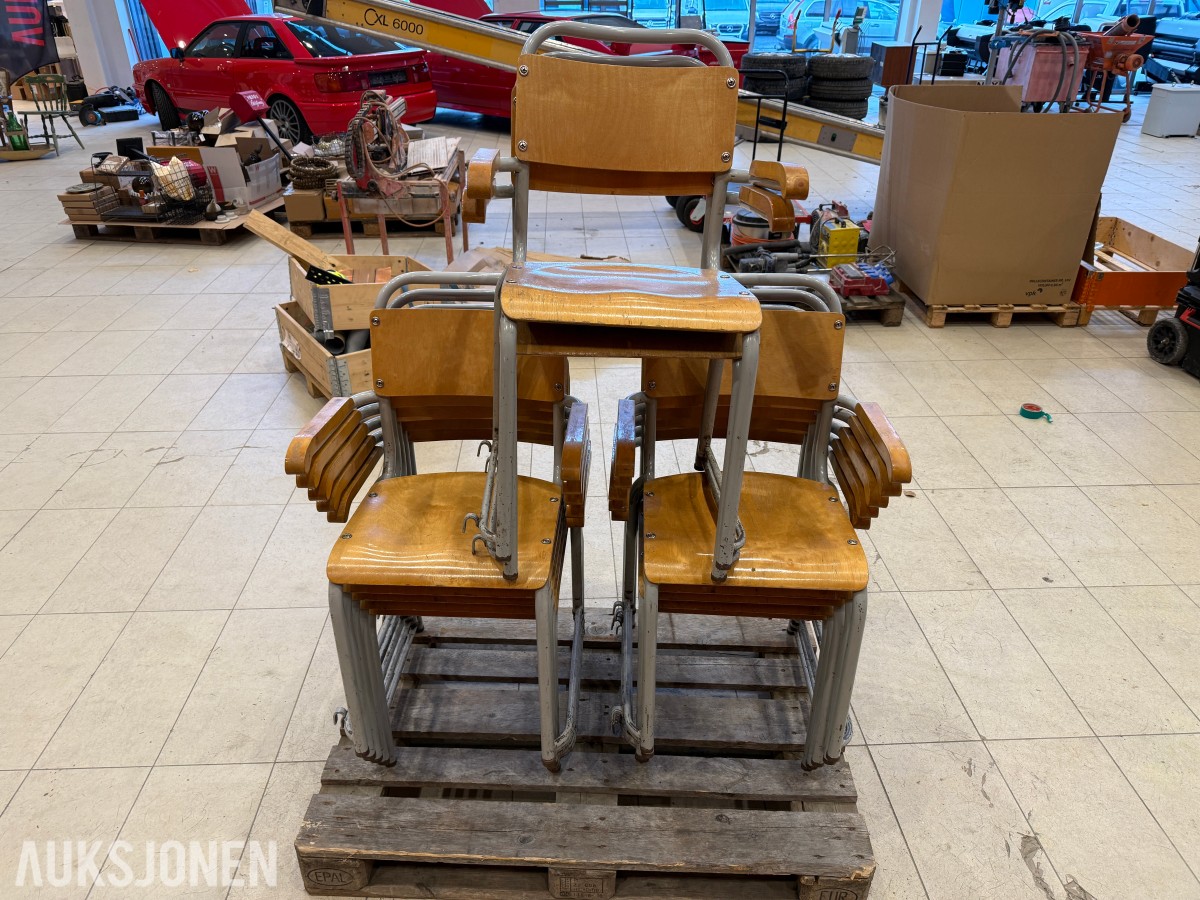 12 stk retro stoler med armlen