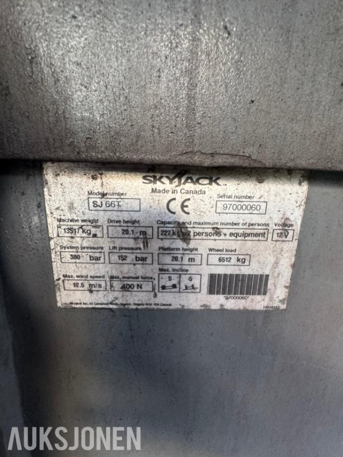 2008 SkyJack SJ66T bomlift 3575 timer 