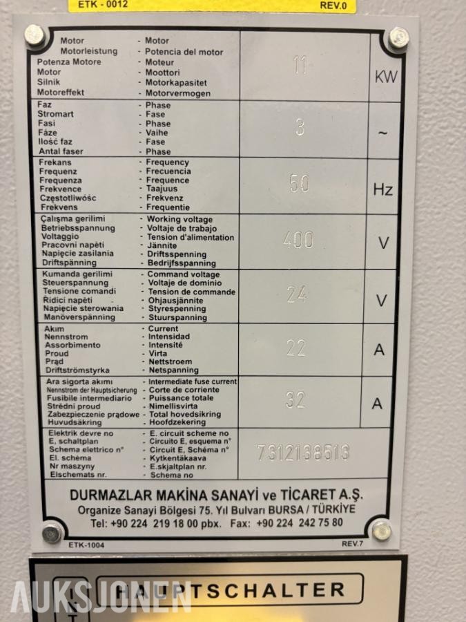 2013 Durma AD-25100 - Kant presse