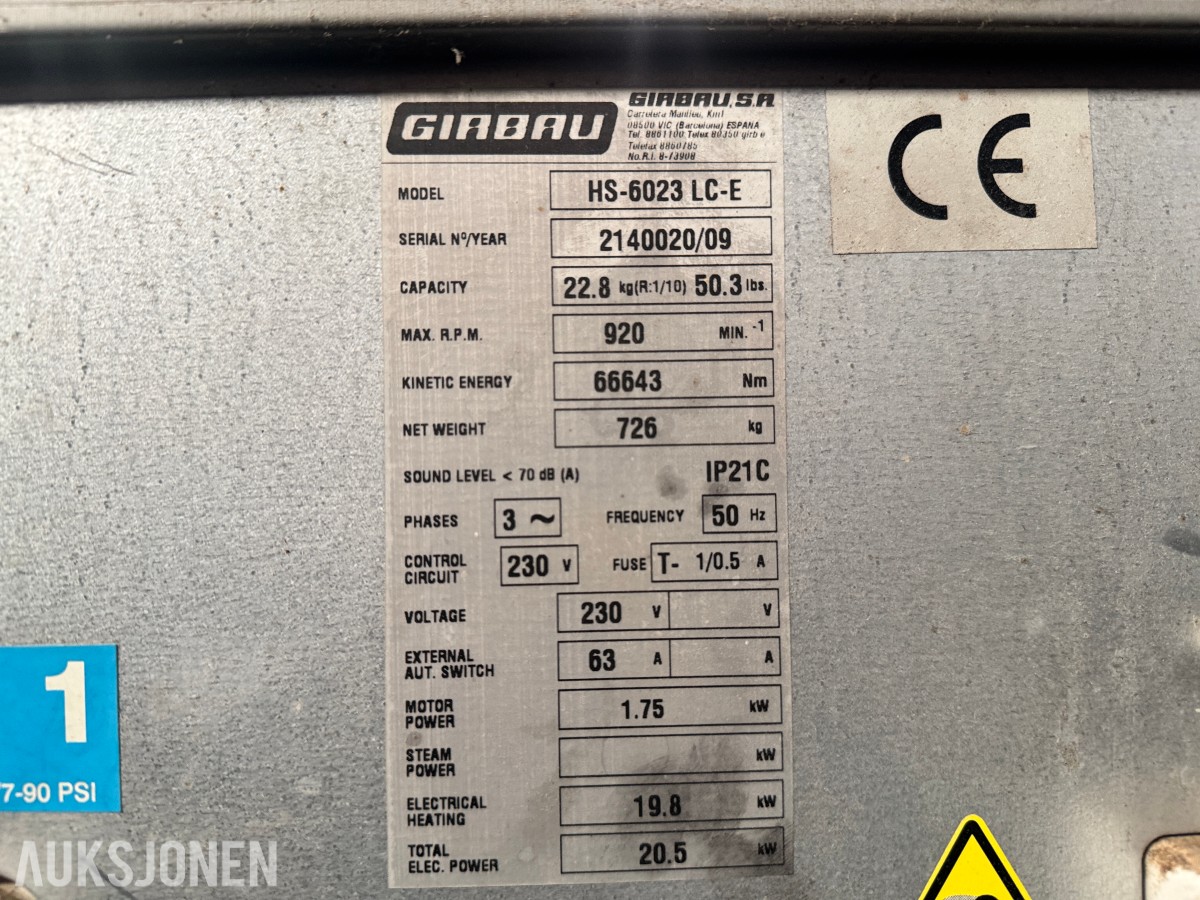 2009 Girbau HS-6023 LC-E vaskemaskin 22,8 kg
