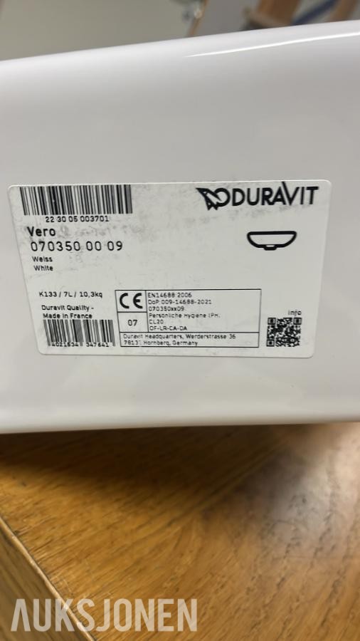 Duravit Vero servant – hvit porselen – modell 070350 