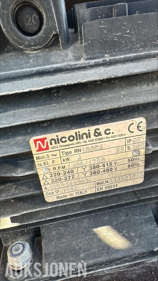 Høytrykksvaskeraggregat med Interpump WS102 og Nicolini 4 kW motor