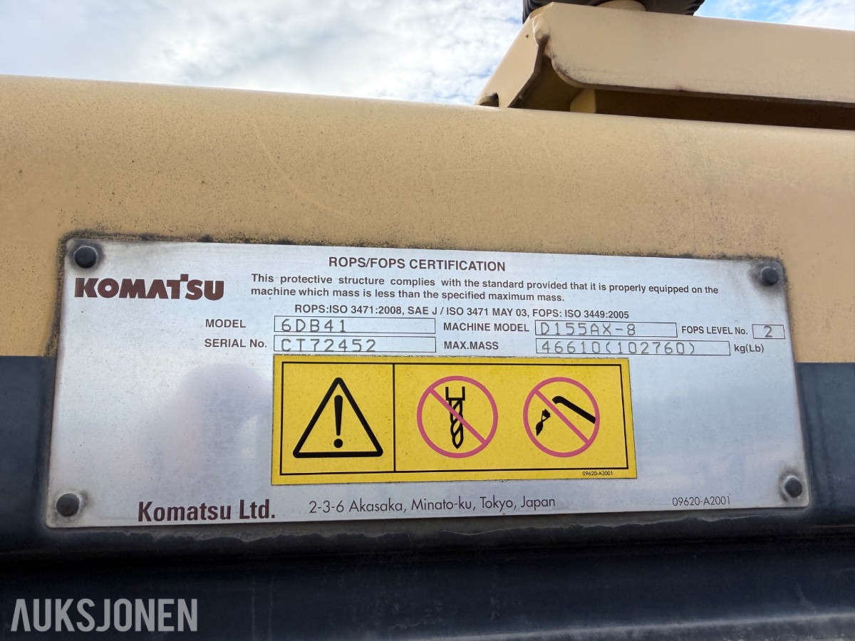 2017 Komatsu D155AXi-8 Bulldoser med 4916 timer 