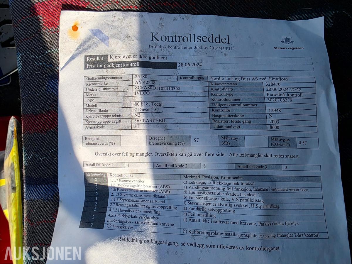 2003 Iveco 80 E18 Tector hestebil, reparasjonsobjekt