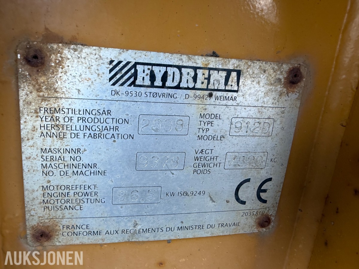 2008 Hydrema 912d Dumper Motorredskap