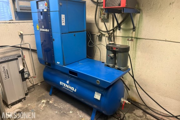 2010 Stenhøj S18-7,5A skruekompressor – 18,5 kW – 500 L tank – dokumentert service