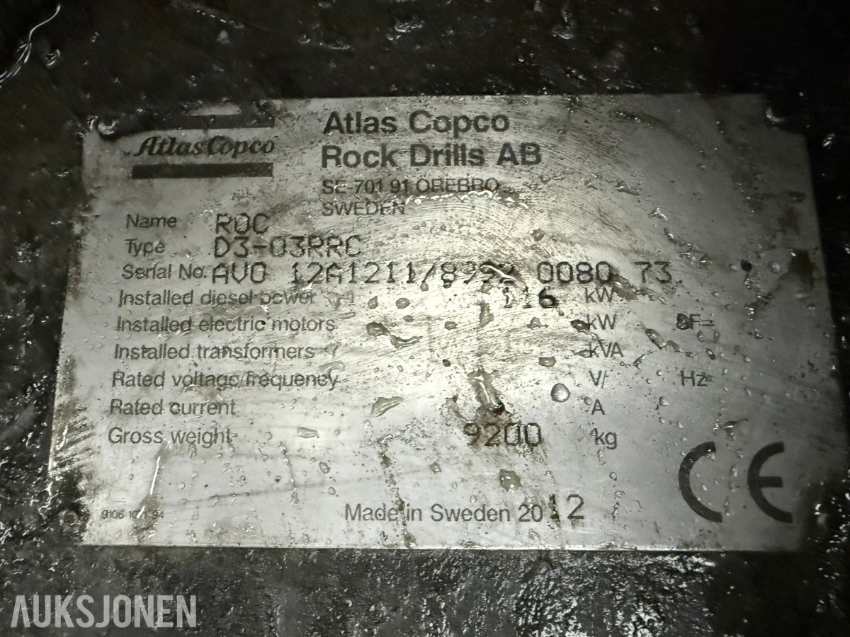 2012 Atlas Copco ROC D3-03RRC BORERIGG / 6849 TIMER