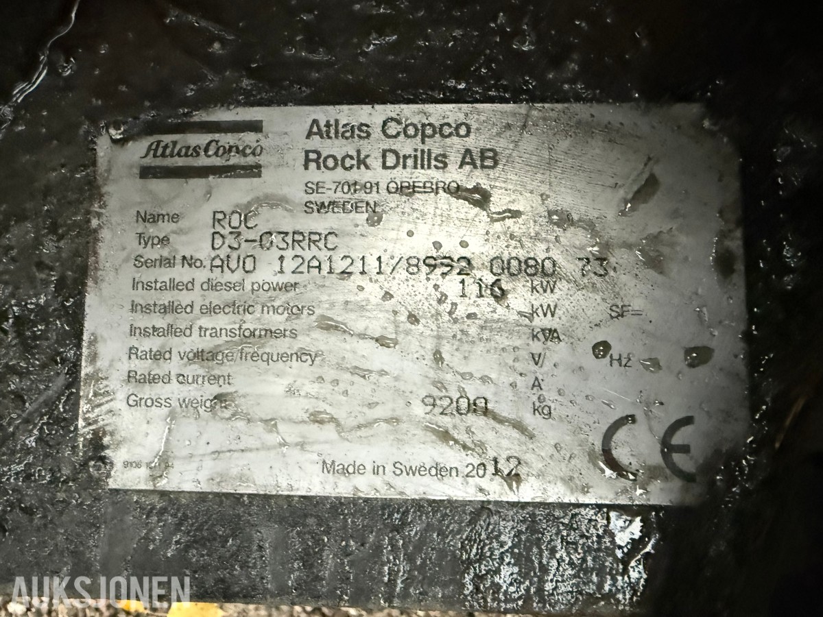 2012 Atlas Copco ROC D3-03RRC BORERIGG / 6849 TIMER