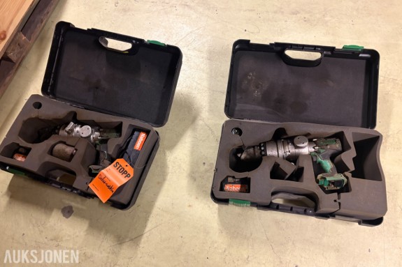 2 stk. Hitachi batteridrevne armeringsjernsklippere