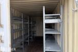 Lagercontainer med reolinnredning