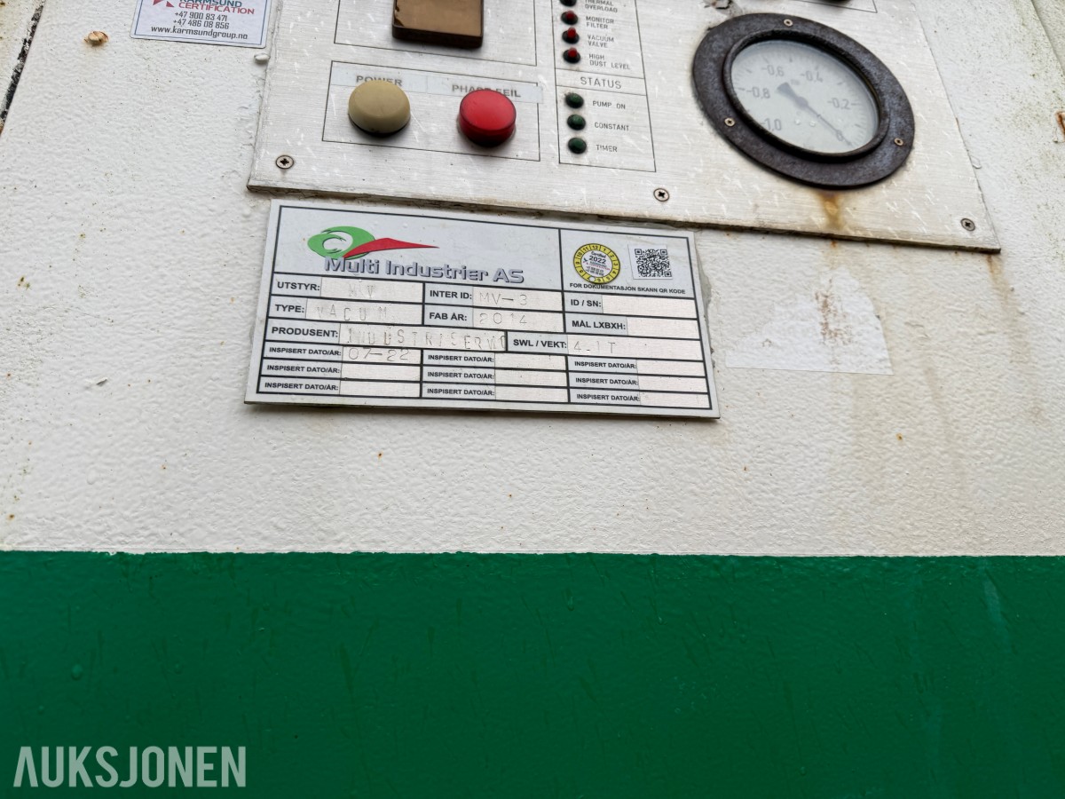2014 MV-3 stasjonært vakuum- og avsugsanlegg